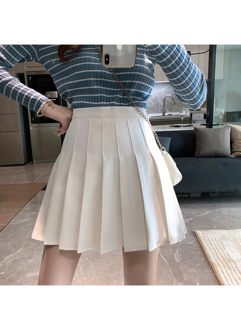 2023 Pleated High Waist A-Line Skirt Light gray