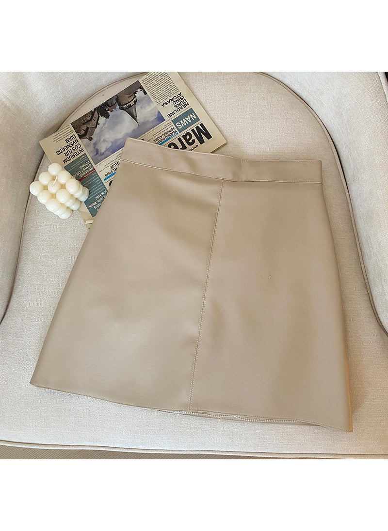 Spring Autumn Black Mini Skirt Camel