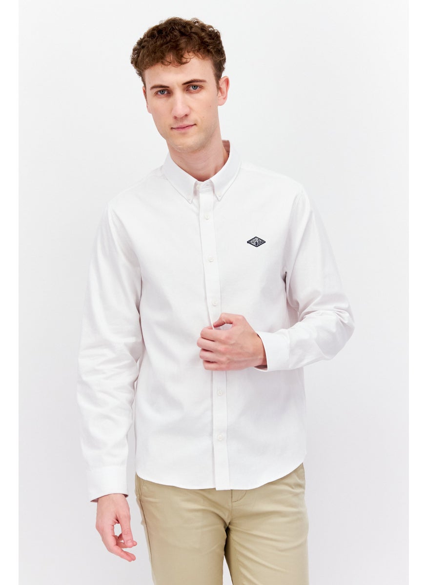 Men Regular Fit Long Sleeves Brand Logo Casual Shirt, Pink