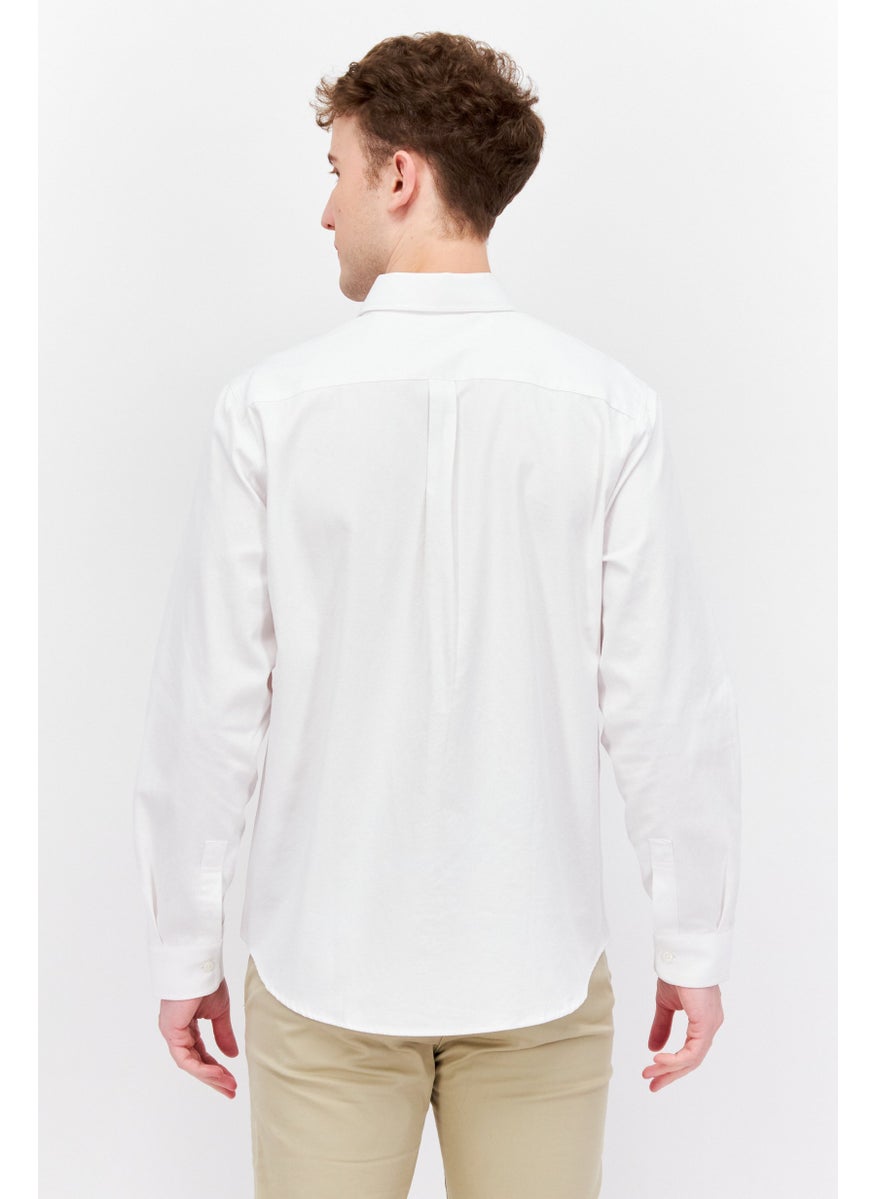 Men Regular Fit Long Sleeves Brand Logo Casual Shirt, Pink