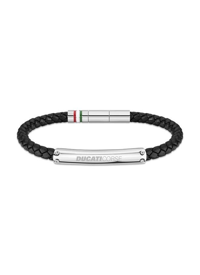 Vittoria Gents Black Braided Leather Bracelet