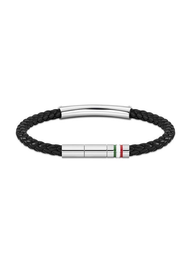 Vittoria Gents Black Braided Leather Bracelet