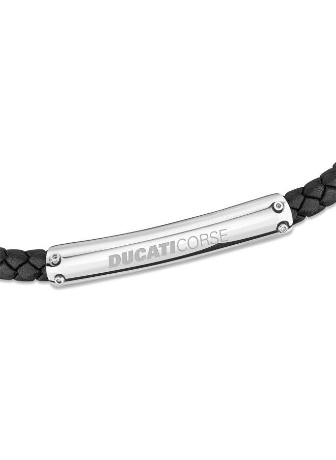 Vittoria Gents Black Braided Leather Bracelet