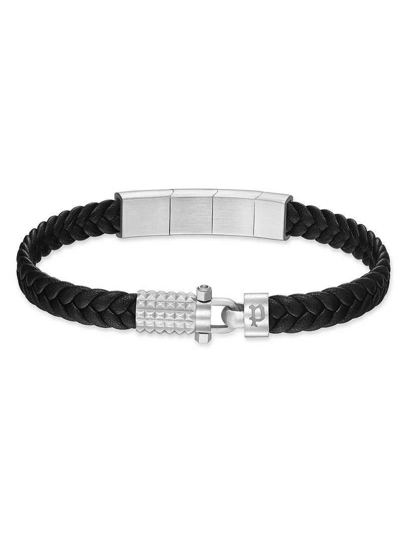 Wrath Black Braided Leather Gents Bracelet