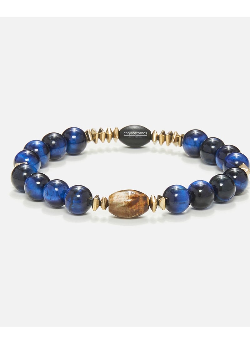 Handmade Beaded Bracelet for Men with Glossy Tiger’s Eye