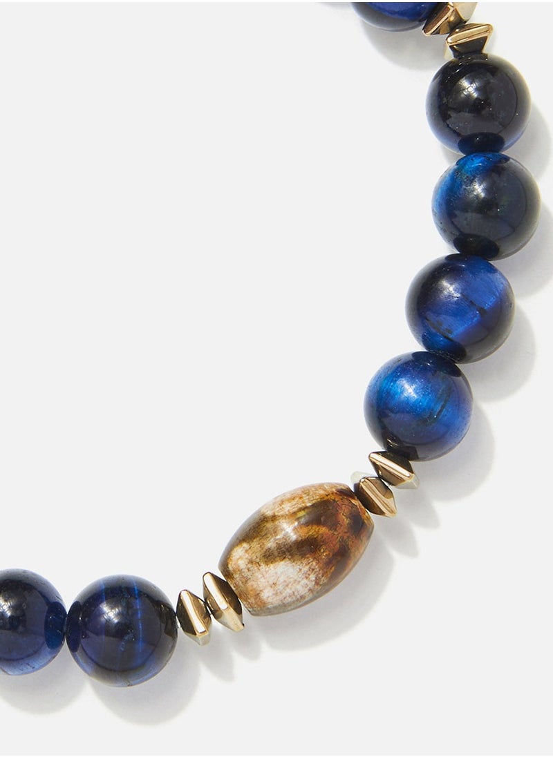 Handmade Beaded Bracelet for Men with Glossy Tigerâ€™s Eye