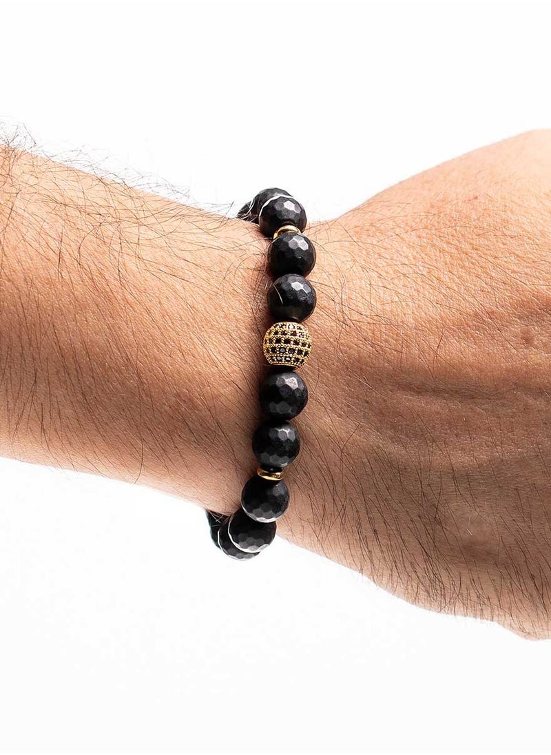 Handmade Beaded Bracelet for Men with Black Onyx & Tagie