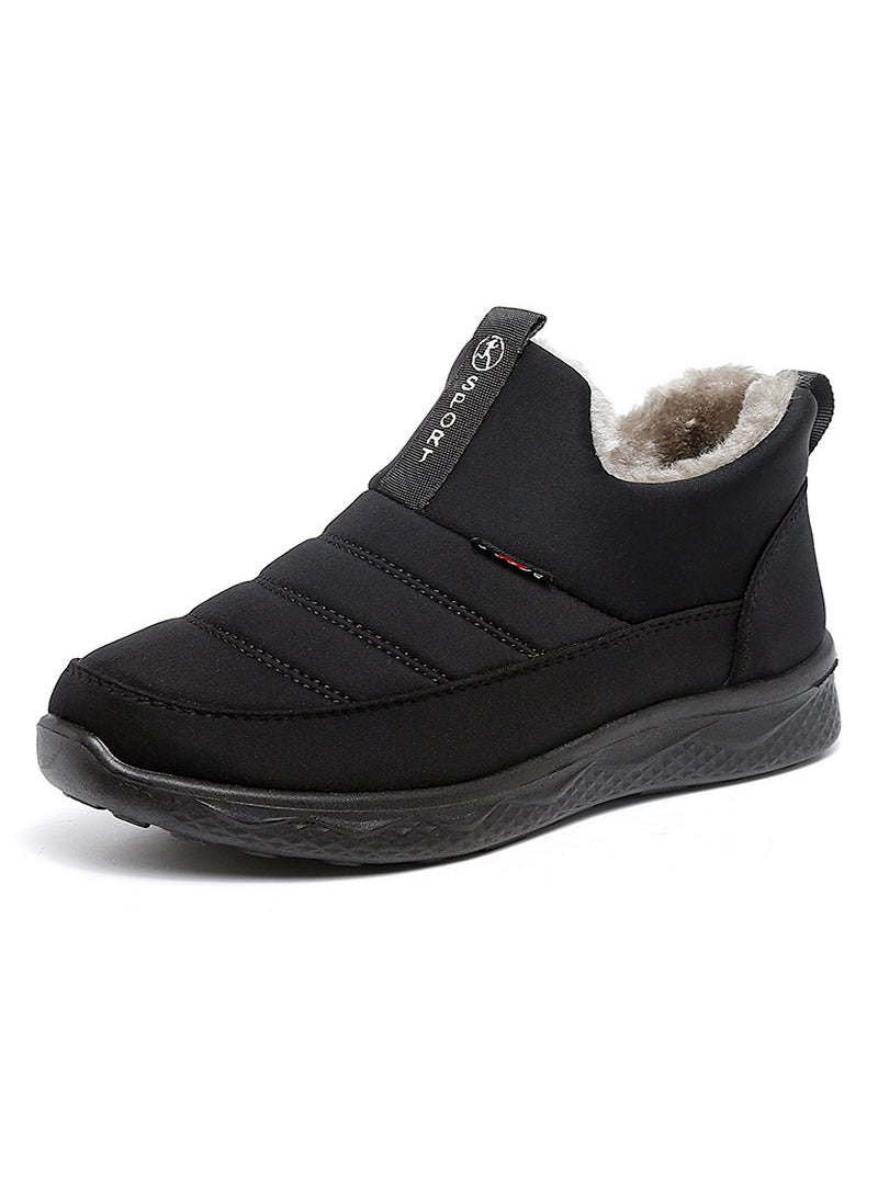 2024 Winter Mid-Age Slip-On Waterproof Snow Boots Black-men's