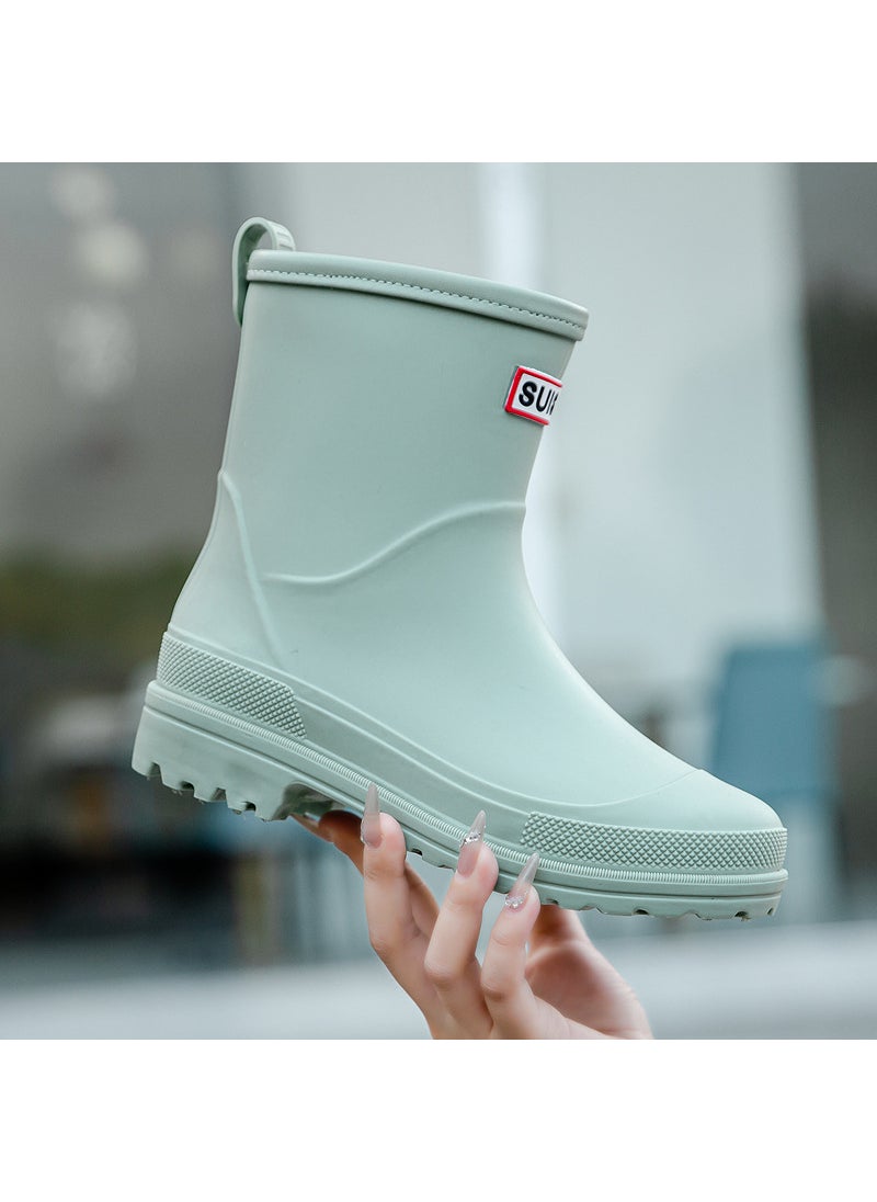 2023 Mid-Calf Ladies Rain Boots Non-Slip Fruit green without Velvet