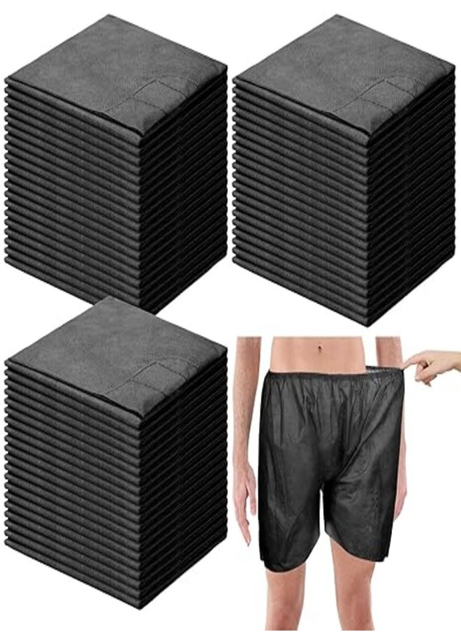 100 Pcs Disposable Exam Shorts - Unisex Non-Woven Medical Patient Shorts with Elastic Waistband, Breathable and Comfortable for Examination, Massage, Spray Tanning, and Spa (Black)