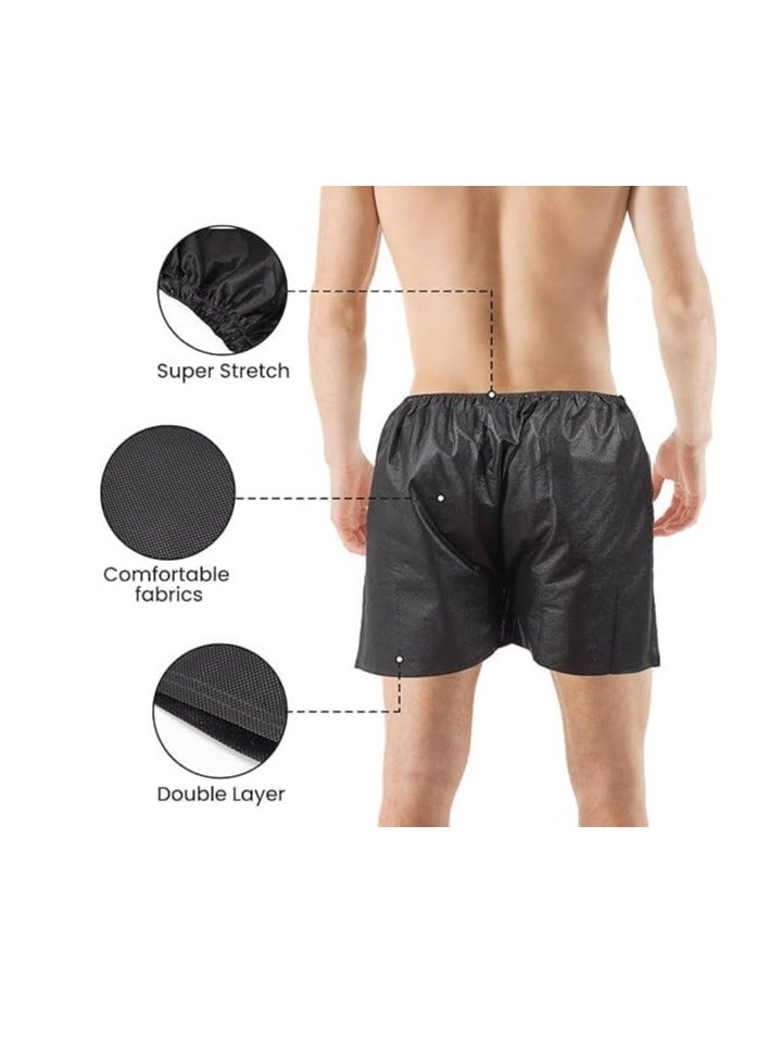 100 Pcs Disposable Exam Shorts - Unisex Non-Woven Medical Patient Shorts with Elastic Waistband, Breathable and Comfortable for Examination, Massage, Spray Tanning, and Spa (Black)