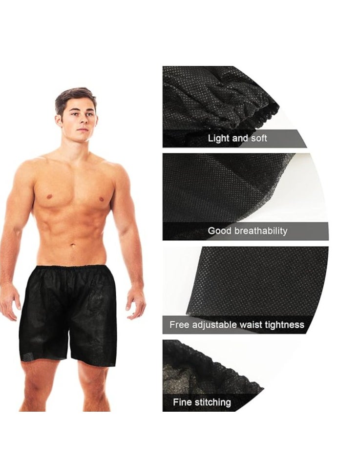 100 Pcs Disposable Exam Shorts - Unisex Non-Woven Medical Patient Shorts with Elastic Waistband, Breathable and Comfortable for Examination, Massage, Spray Tanning, and Spa (Black)