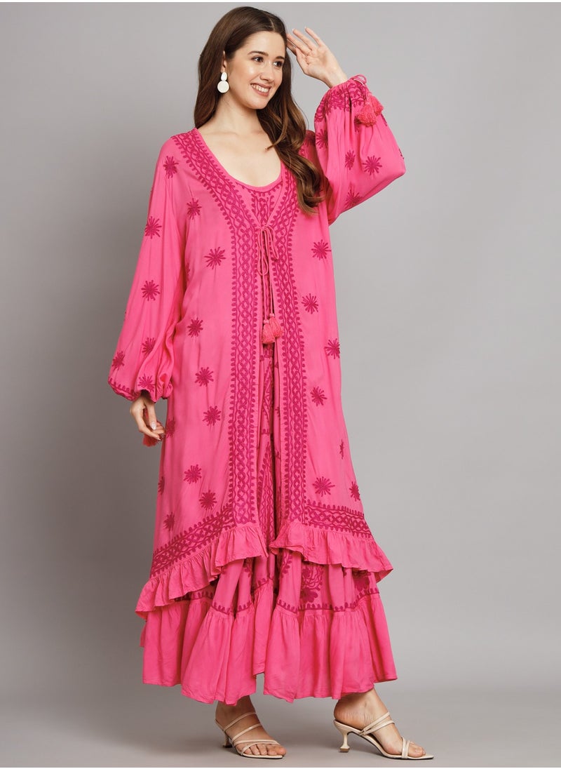 Hand Embroidered Chikankari Modal Kaftan-AL3605