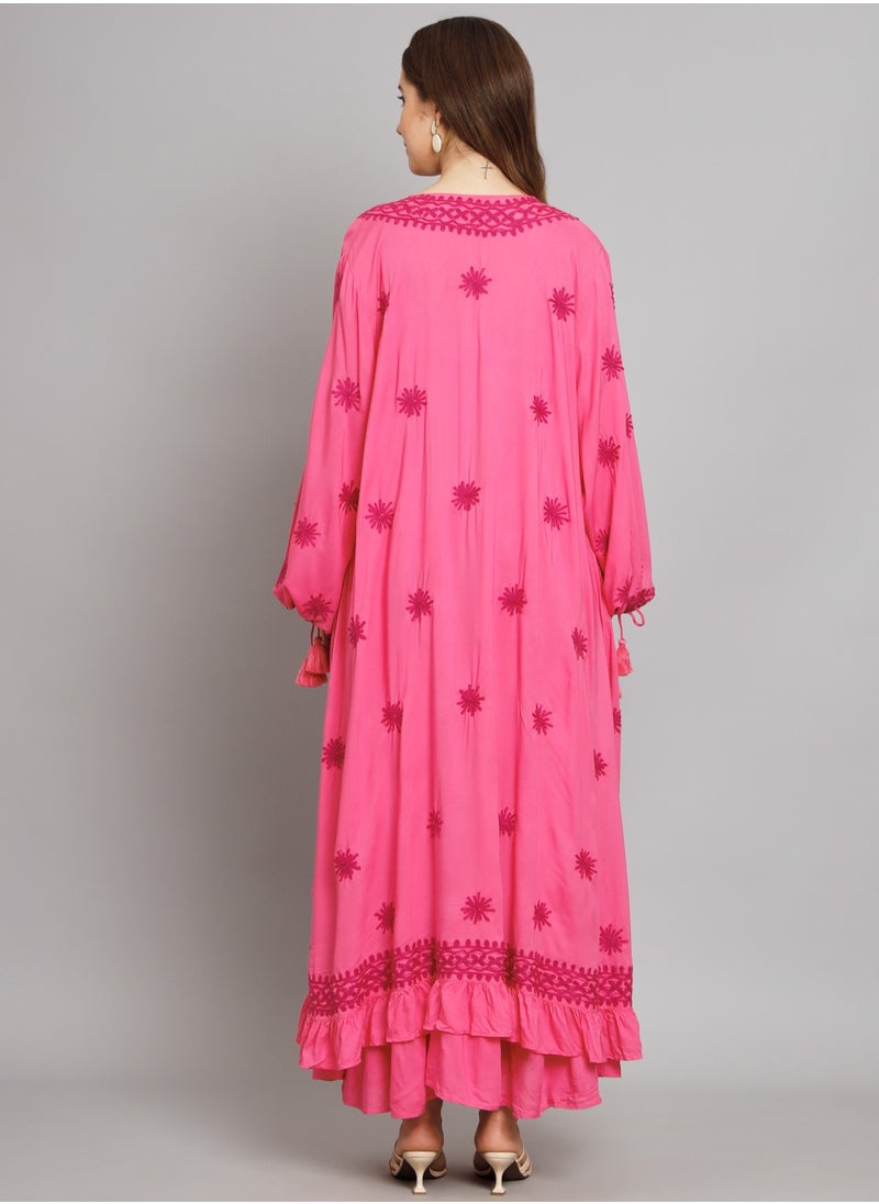 Hand Embroidered Chikankari Modal Kaftan-AL3605