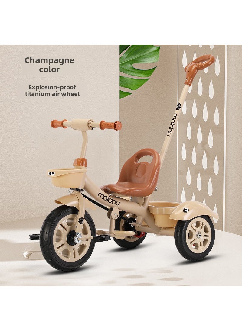 Kids Tricycle 1-6 Years Old Baby Trike Titanium empty hand push large s champagne color