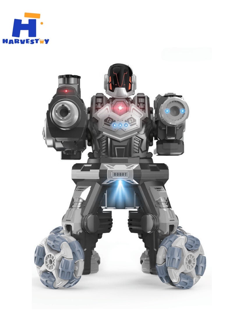 Remote Control Robot Toys, Battle Robot with Light Music, Spray, 1000 Water Beads, Support 360° Rotating and Drift, Robot Kit Toy for Boys and Girls Kids