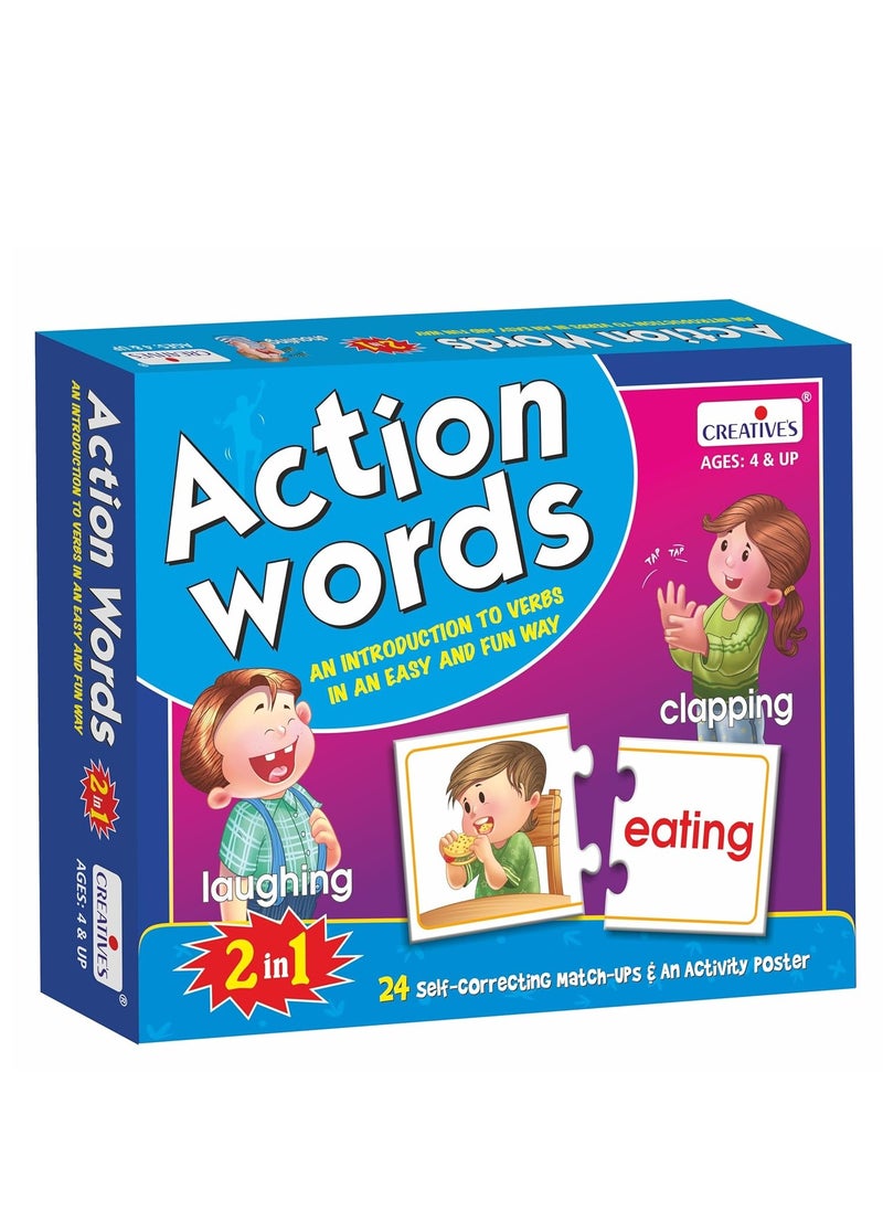 Creative's Action Words | Learn verbs in an Easy N Fun Way | Increase Vocabulary|Match Simple Actions with Correct Word Cards | Learning & Educational | Learning Games for Preschool | for Ages 4 & up