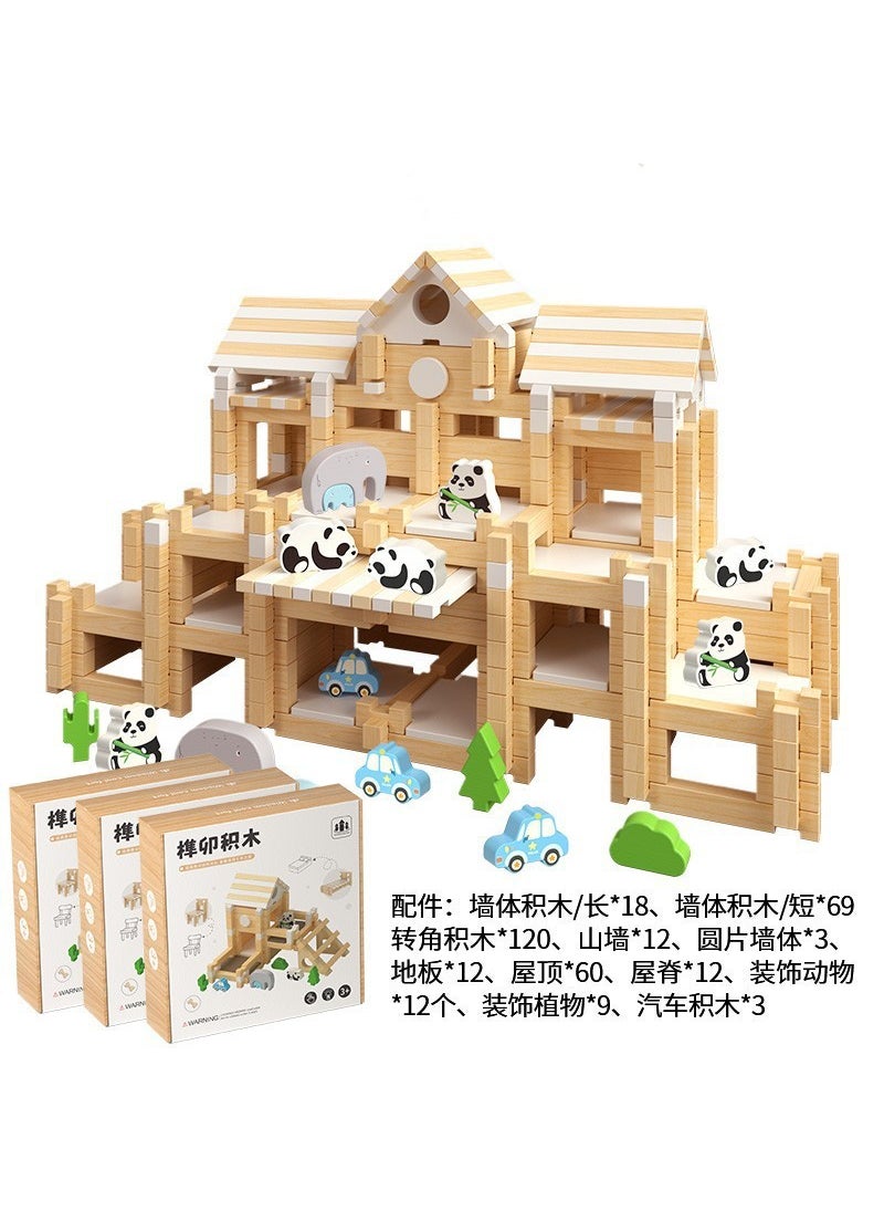 Luban Joint Wooden Blocks Early Educational DIY Toy Zkb-luban mortise and tenon building blocks 330 pieces