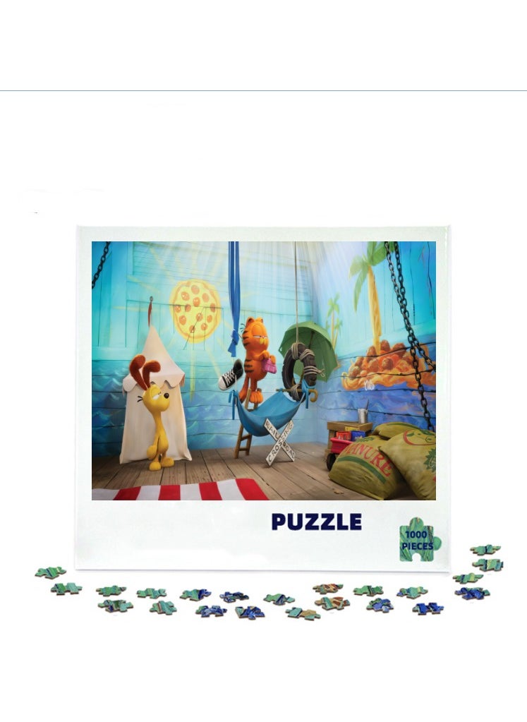 1000-Piece Colorful Garfield and Odie Puzzle - Fun & Engaging Cartoon Jigsaw for All Ages