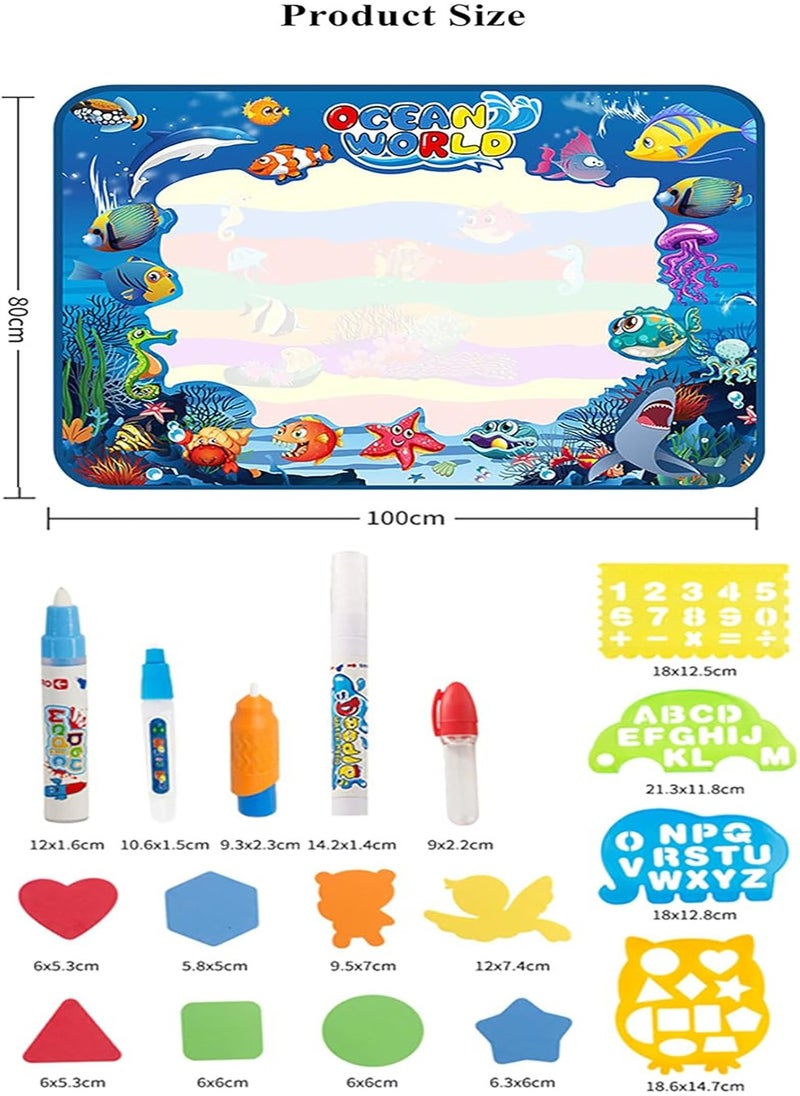 Doodle Drawing Mat, Large Magic Water Drawing Mat Toy Gifts for Boys Girls Kids Painting Writing Pad Educational Learning Toys for Toddler