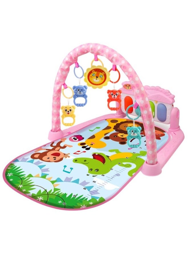 Baby Play Gym Mat for Babies, Kick u0026 Play Piano, Baby Gym Activity Play Mat with Toys u0026 Cushion, Play Piano Activity Center with Music u0026 Lights, Fitness Mat