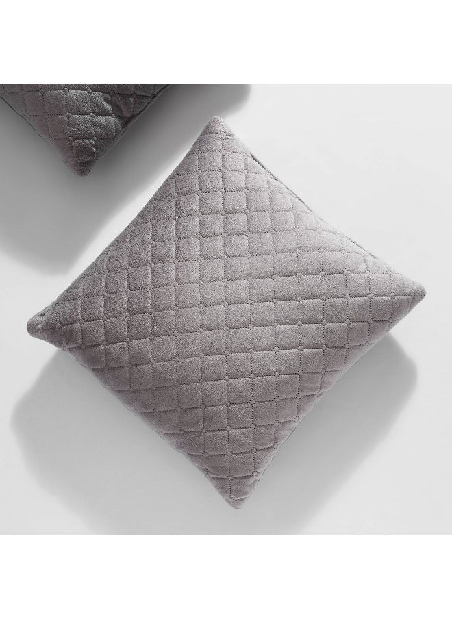 Veronica 2-Piece Velvet Quilted Filled Cushion Set 45X45Cm - Grey