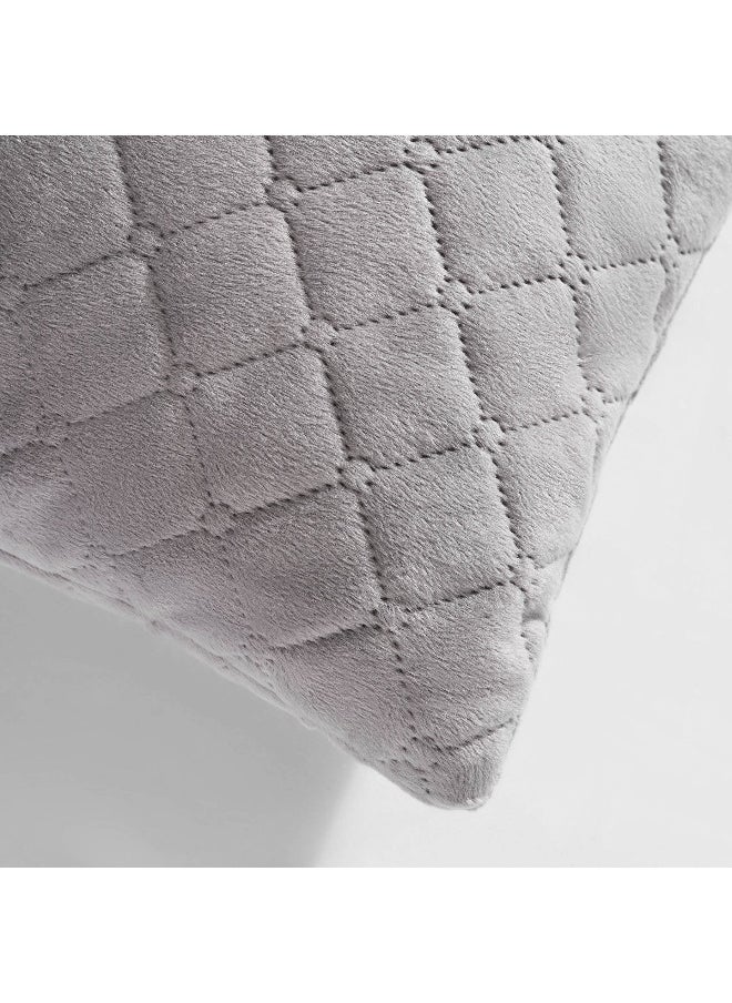 Veronica 2-Piece Velvet Quilted Filled Cushion Set 45X45Cm - Grey