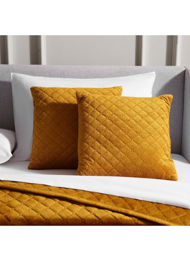 Veronica 2-Piece Velvet Quilted Filled Cushion Set 45X45Cm - Gold