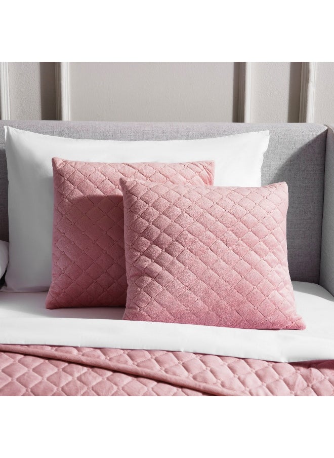 Veronica 2-Piece Velvet Quilted Filled Cushion Set 45X45Cm - Rose