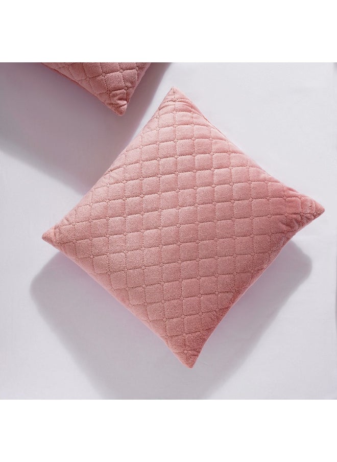 Veronica 2-Piece Velvet Quilted Filled Cushion Set 45X45Cm - Rose