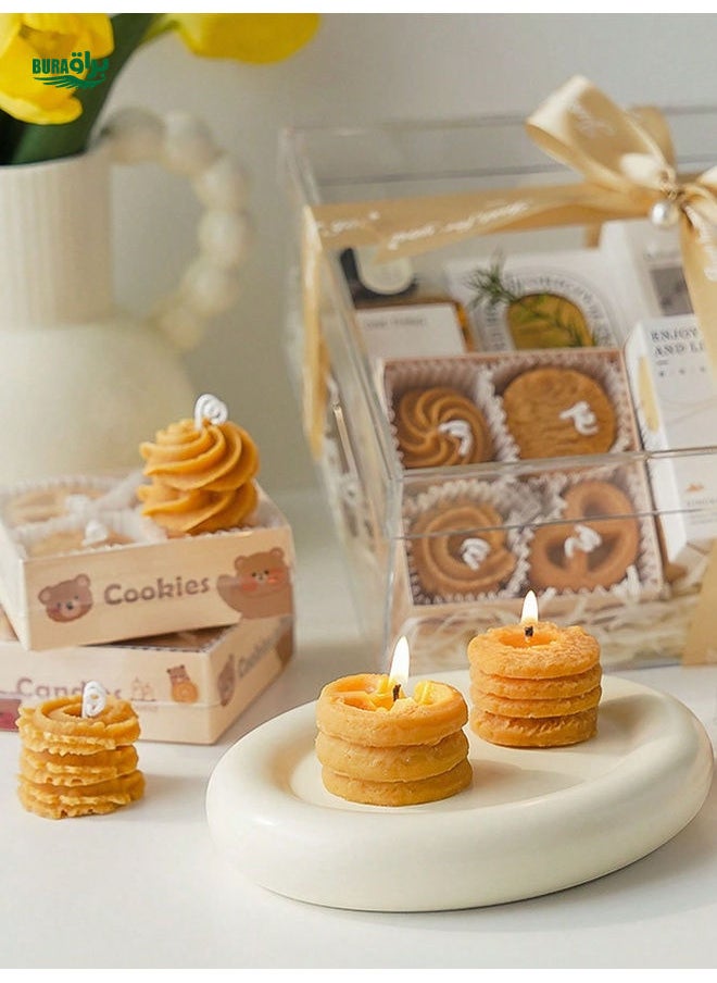 4pcs Cookie Scented Candle Gift Box, Home Decor Candles Fragrance, Birthday Party Decoration