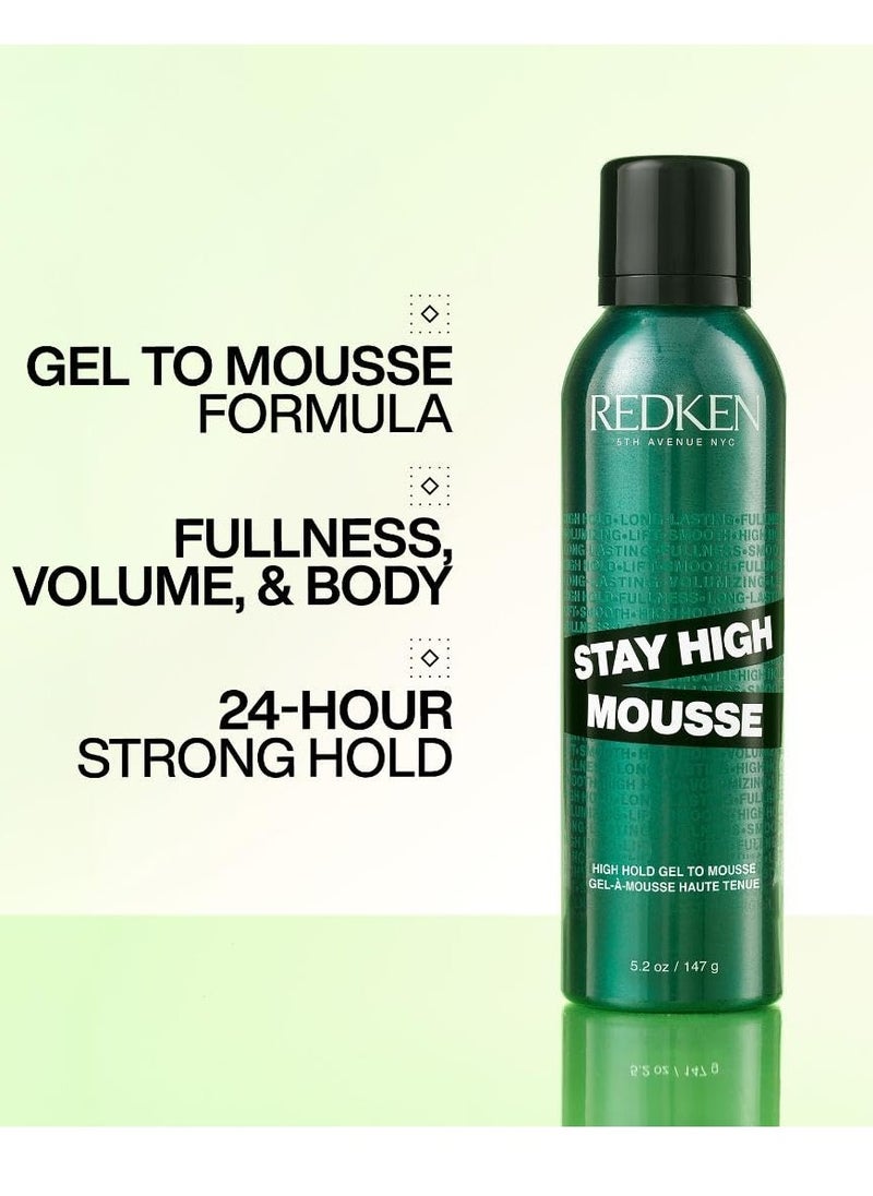 Redken Stay High Mousse | Volumizing Mousse | High Hold Gel to Mousse | With Protein | For Fine, Flat Hair