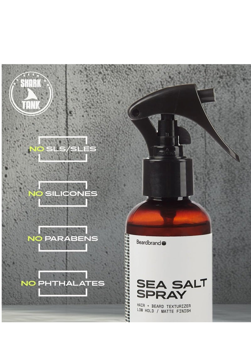 Beardbrand Natural Sea Salt Spray for Men [AS SEEN ON SHARK TANK] Texture, Hold, and Volume with Sandalwood & Lumber Yard Scent - 3.4 fl oz