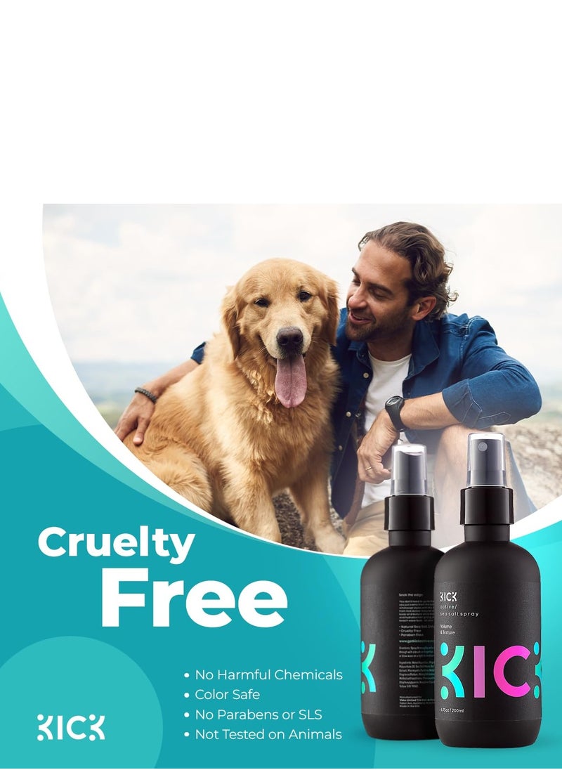 Kick Sea Salt Spray for Men - Beach Wave and Surfer Hair Style - Salt Water for Hair - Natural Texture and Volume Hair Spray - 200ml