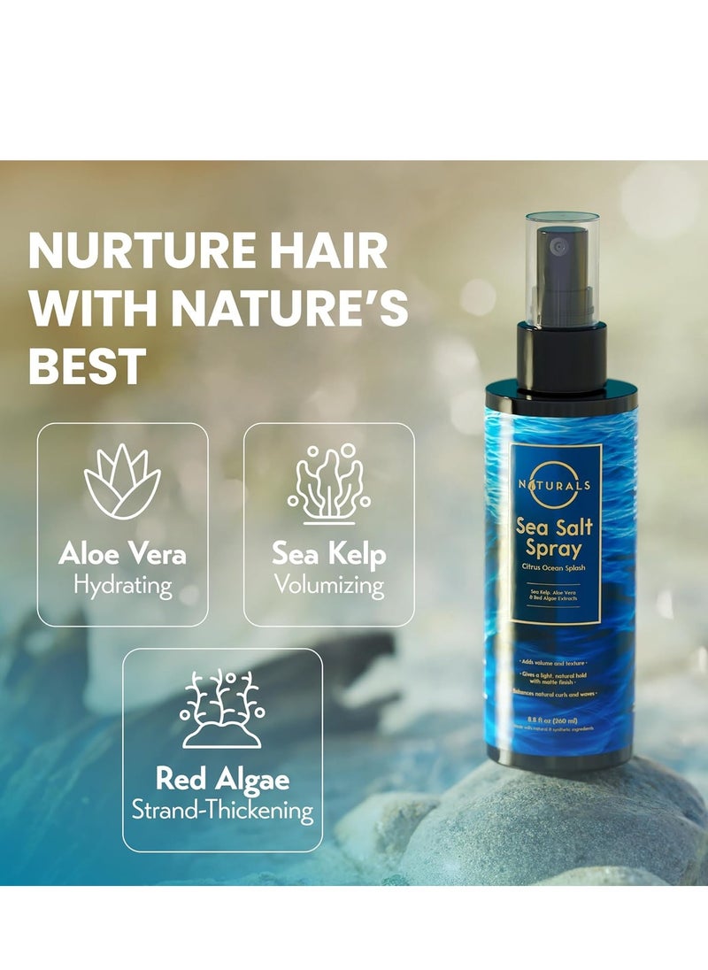 O Naturals Sea Salt Spray for Men - 8 oz, Citrus Ocean Splash - Hair Texturizing & Wavy Hair Product