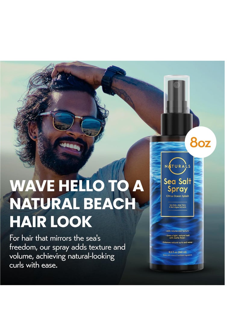 O Naturals Sea Salt Spray for Men - 8 oz, Citrus Ocean Splash - Hair Texturizing & Wavy Hair Product