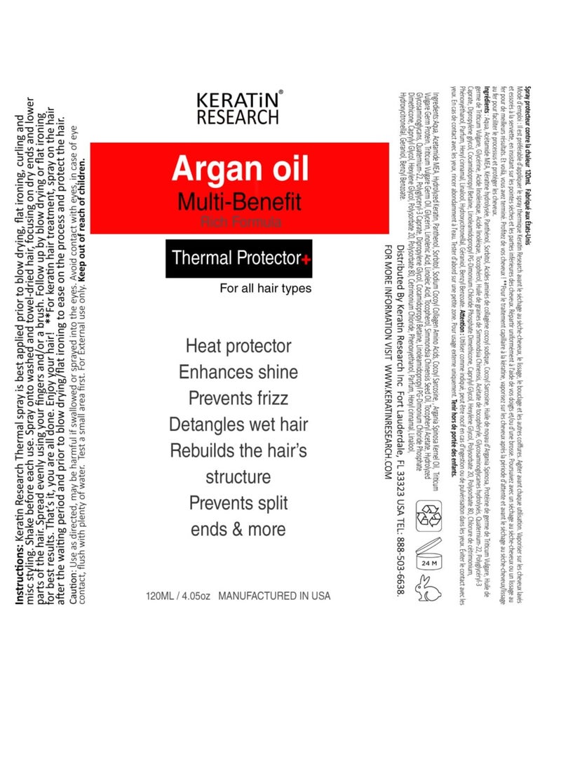 Thermal Hair Protector Spray - Enhances Shine, Eliminates Frizz, Detangles, Prevents Split Ends, Replenishes Nutrients, Heat Activated for Styling