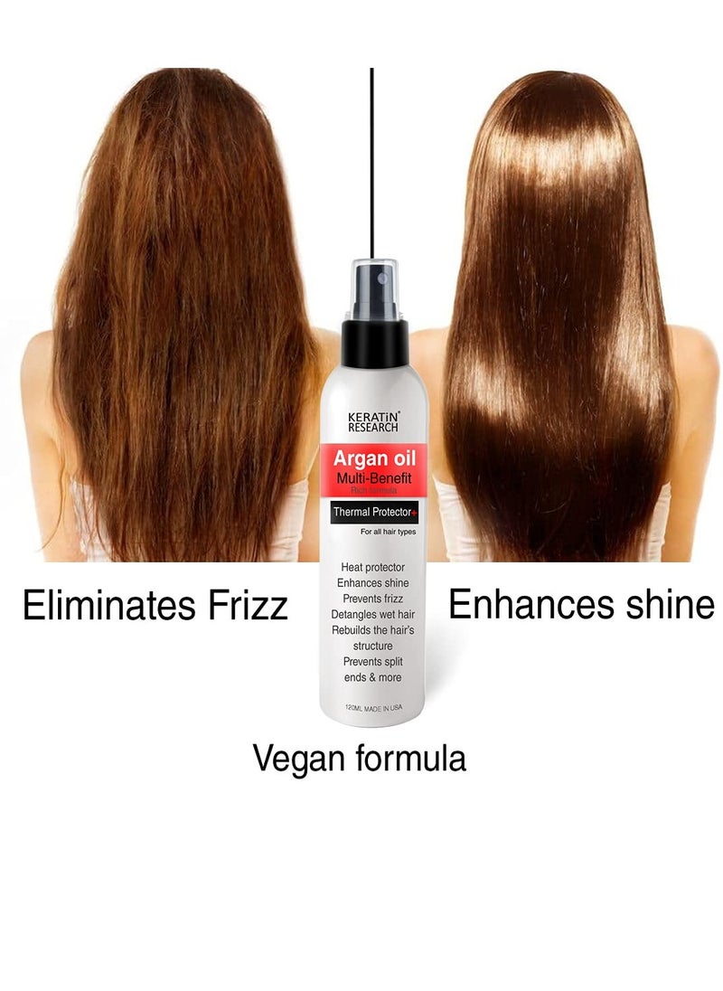 Thermal Hair Protector Spray - Enhances Shine, Eliminates Frizz, Detangles, Prevents Split Ends, Replenishes Nutrients, Heat Activated for Styling