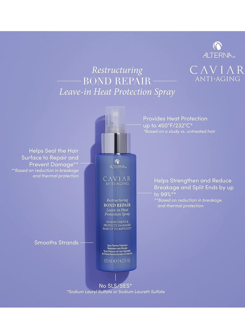 Alterna Caviar Anti-Aging Restructuring Bond Repair Leave-in Heat Protection Spray, 4.2 Fl Oz | Strengthens & Protects Damaged Hair
