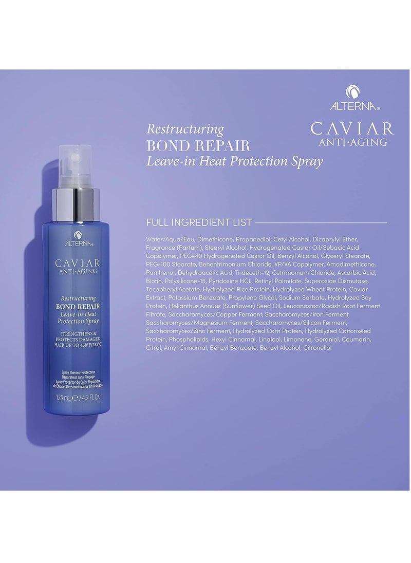 Alterna Caviar Anti-Aging Restructuring Bond Repair Leave-in Heat Protection Spray, 4.2 Fl Oz | Strengthens & Protects Damaged Hair