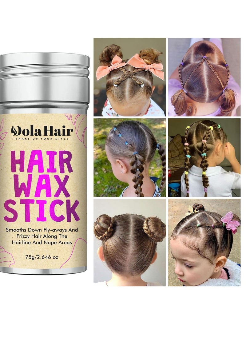 Dolahair Hair Wax Stick - Flyaway Control and Styling Pomade for Kids, Women, and Men - Hair Bun Maker and Accessorie Slick Back Hair Brush(2.7 Oz Pack of 4)