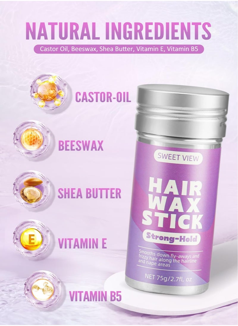 Hair Wax Stick, Flexible Hold Slick Back Hair Stick Anti-Frizz and Smooth Flyaways 2.7oz