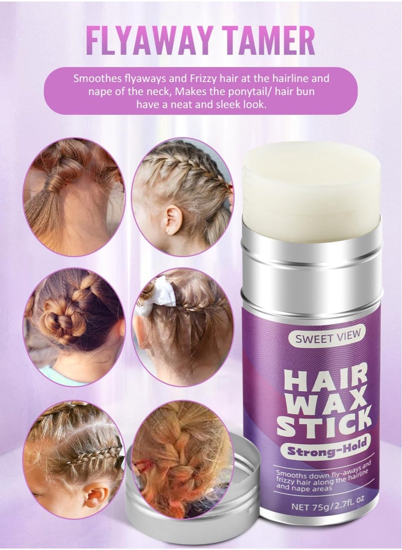 Hair Wax Stick, Flexible Hold Slick Back Hair Stick Anti-Frizz and Smooth Flyaways 2.7oz