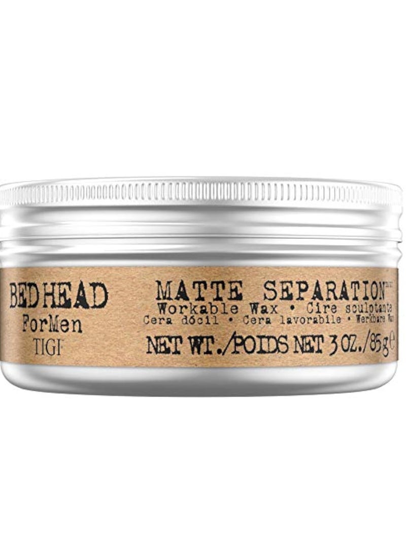 TIGI Bed Head for Men Matte Separation Workable Wax, 3 Ounce