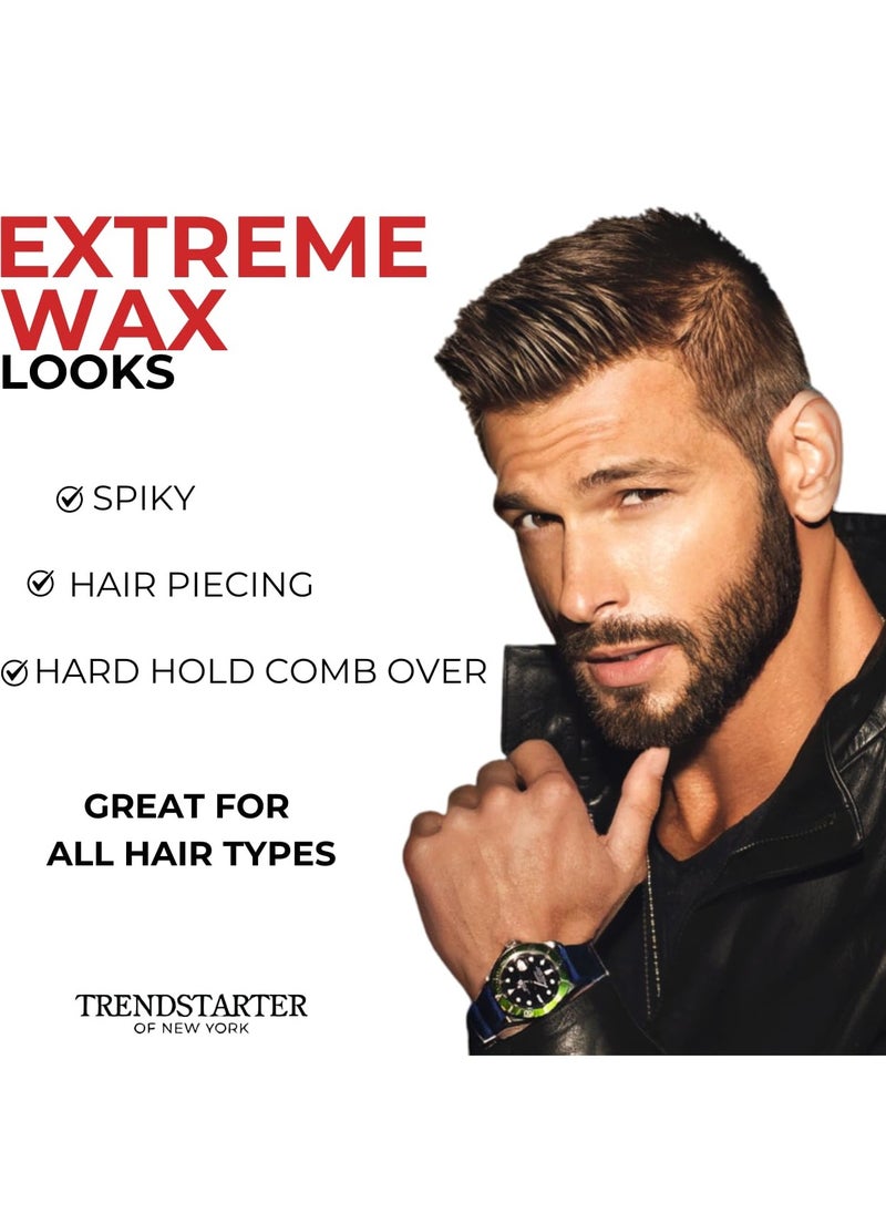 TRENDSTARTER Hair Wax - Extreme, 4oz - Matte Finish - Premium Water Based Flake-Free Hair Styling Pomade for All Hair Types - All-Day Strong Hold