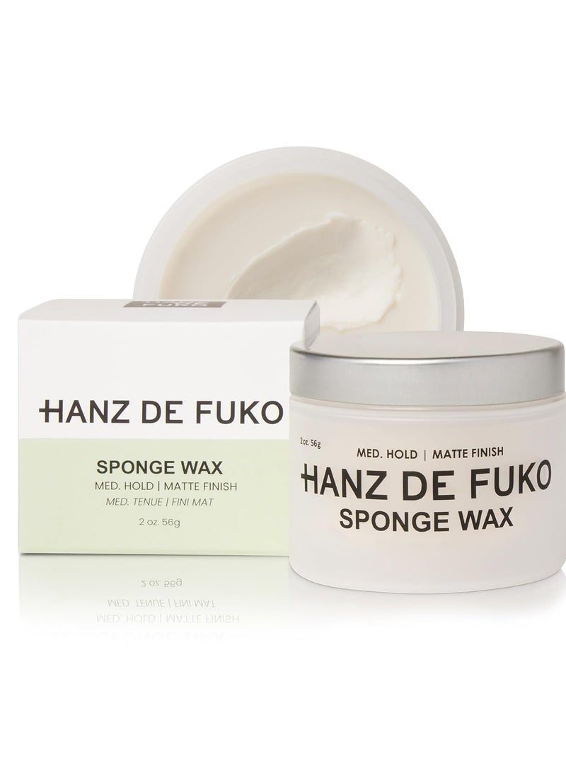 Hanz de Fuko Sponge-Wax – Premium Men’s Hair Styling Wax with Medium Hold & Semi-Matte Finish – 2oz