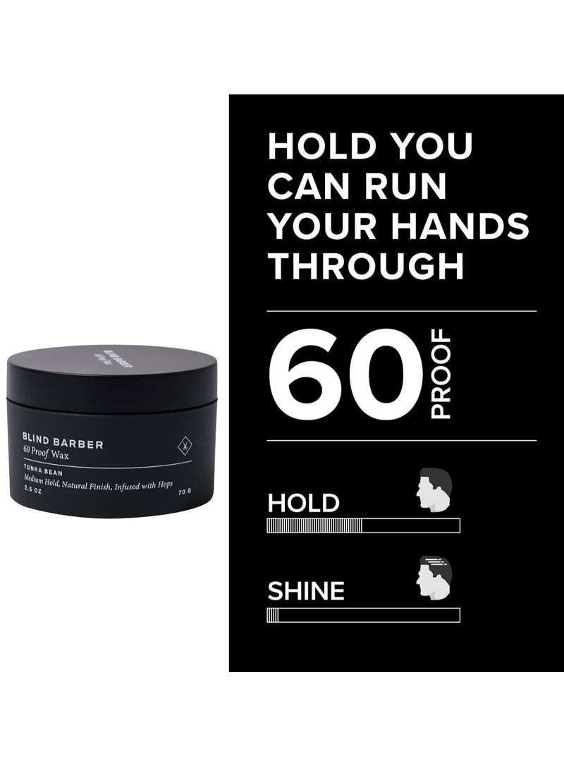 Blind Barber 60 Proof Hair Wax for Men - Water-Based Medium Hold Wax with Volumizing Hops Extract, No Greasy Oils (2.5 Oz)