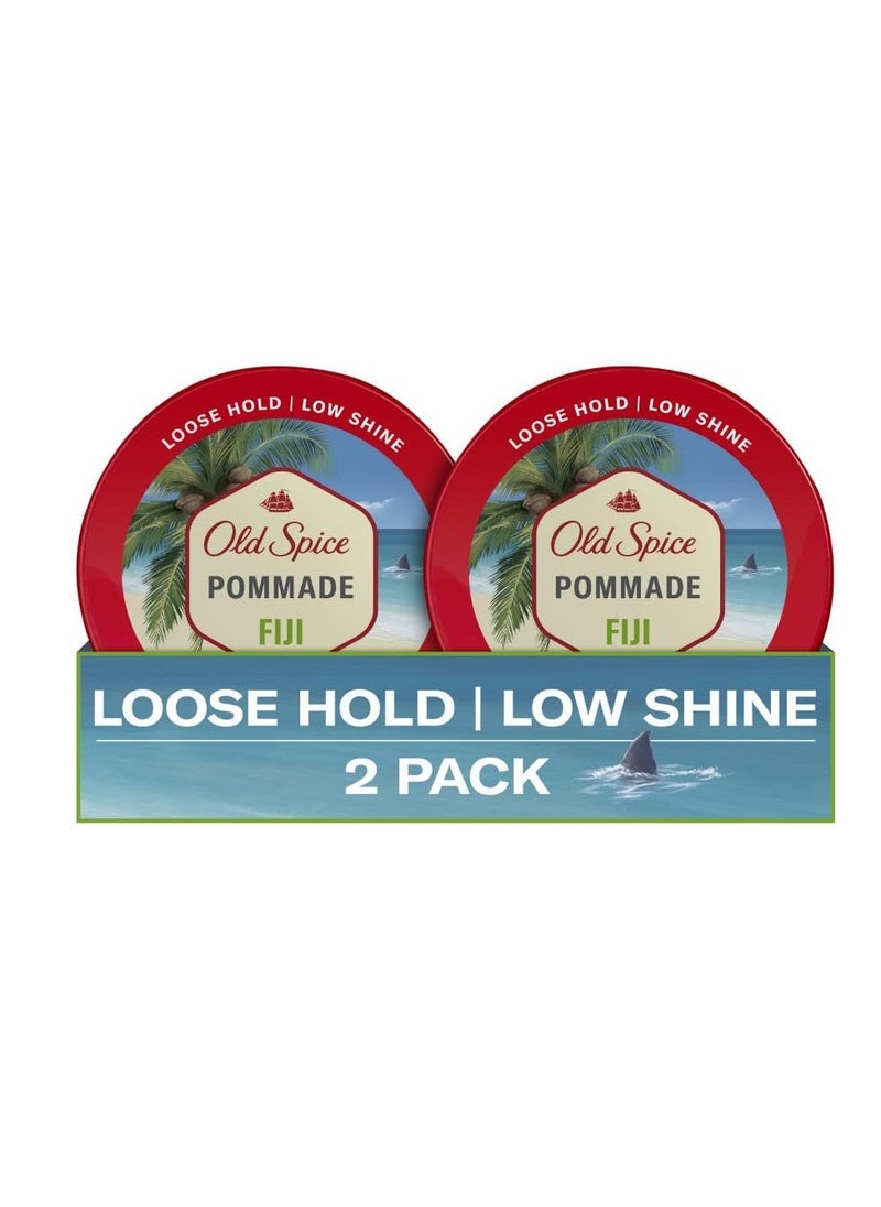 Old Spice Hair Styling Fiji Pomade for Men Flexible Hold Low Shine, 2.22 oz Each, Twin Pack 4.44 oz
