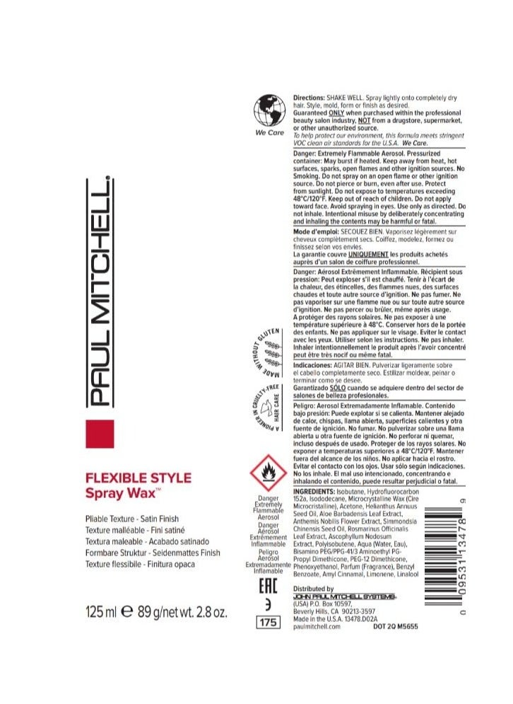 Paul Mitchell Spray Wax, Pliable Texture, Satin Finish, For All Hair Types Especially Fine to Medium