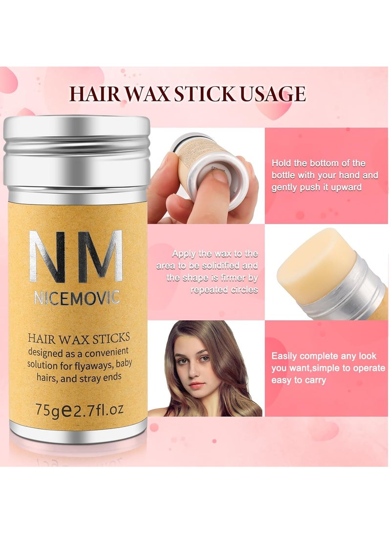 Hair Wax Stick Set for Flyaways Hair Accessories for Women Girls Teen Girls Trendy Stuff, Hair Styling Tools Slick Stick Baby Hair Gel, Christmas/Birthday Gifts Stocking Stuffers for Women Kids (Pink)